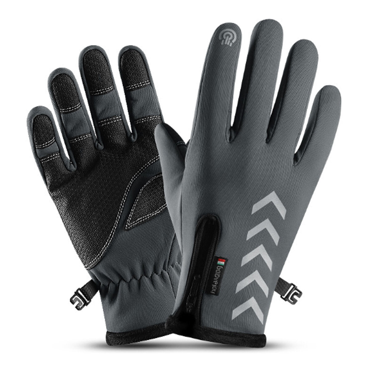 Winter Warm Touch Screen Full Finger Gloves Reflective Strip Windproof Anti slip Cycling Thermal Bike Glove Main image