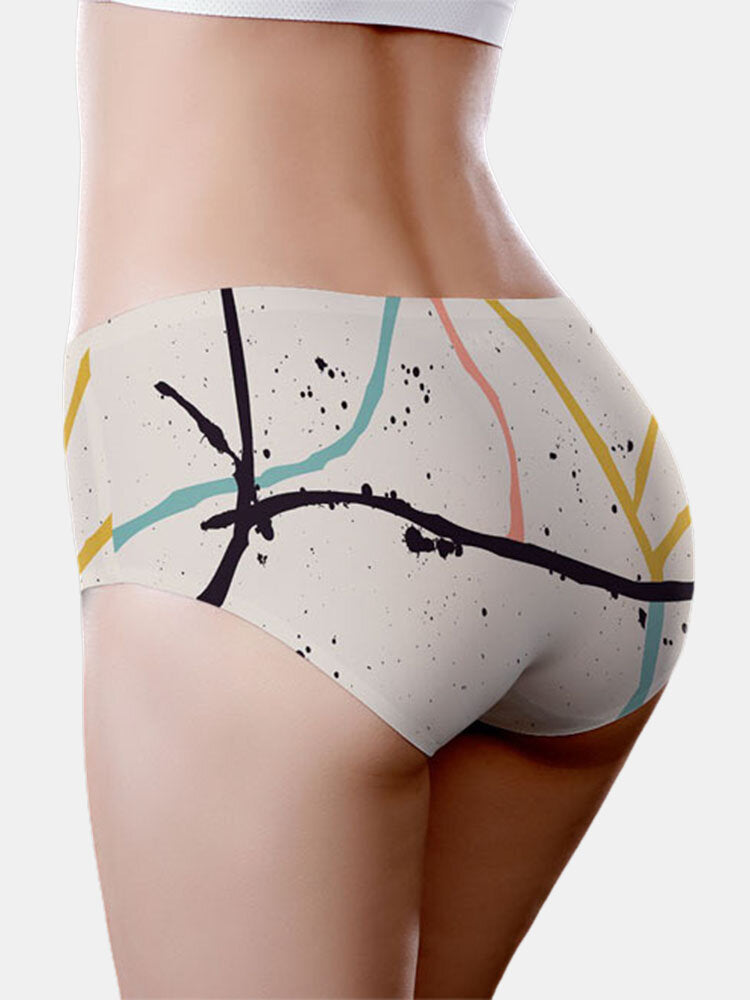 Women's Seamless Mid Waist Breathable Print Panty