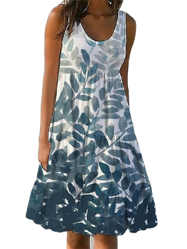 Women‘s Sleeveless Print Beach Holiday U Neck Casual Dress Main image