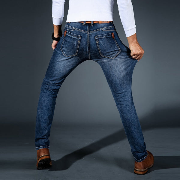 Casual Black Blue Slim Stretch Classic Denim Jeans - Sheseelady