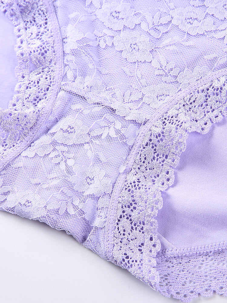 Women's High Waist Lace Full Coverage Panties