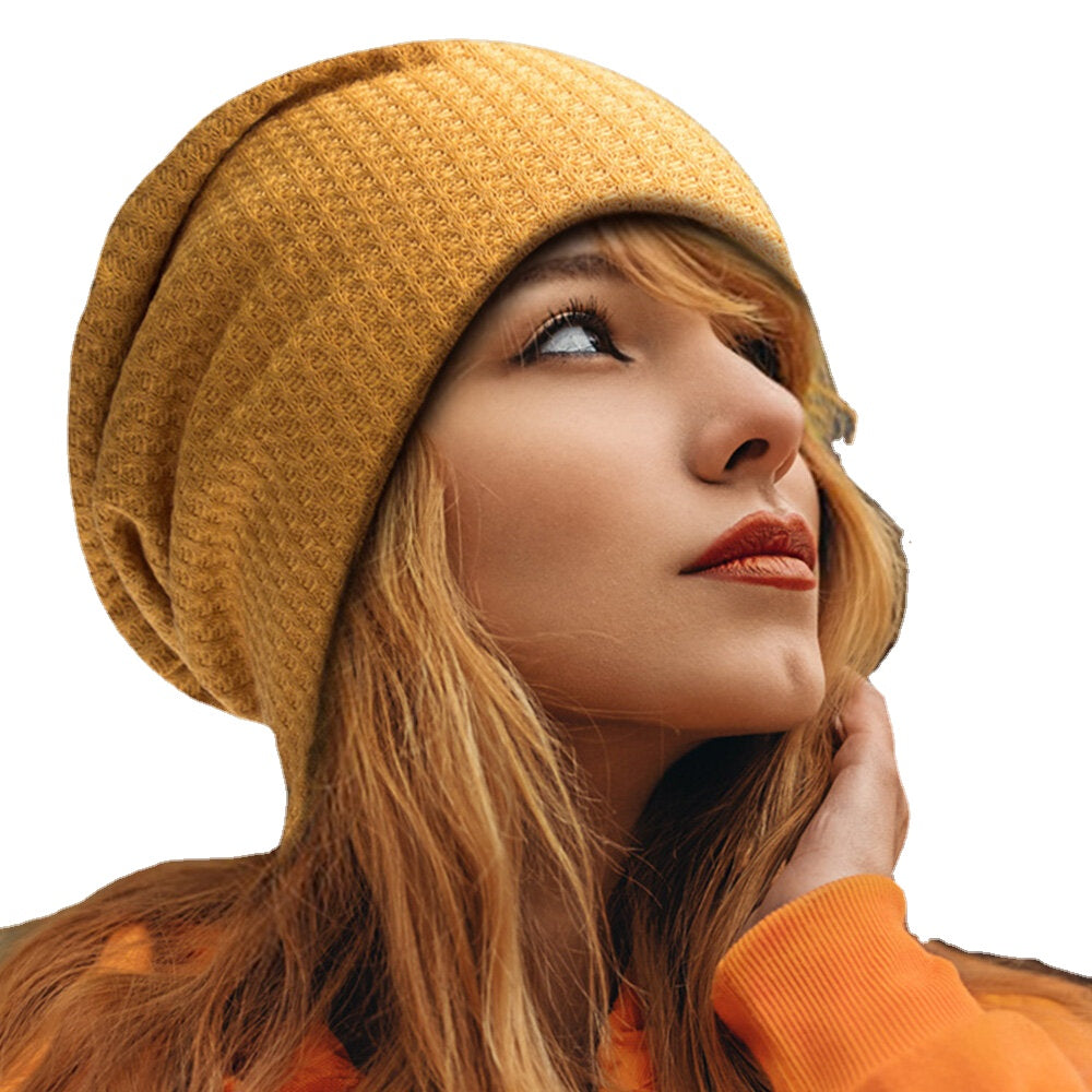 Women's Plaid Knitted Beanie - Warm, Soft, Breathable, Adjustable for Autumn/Winter Main image