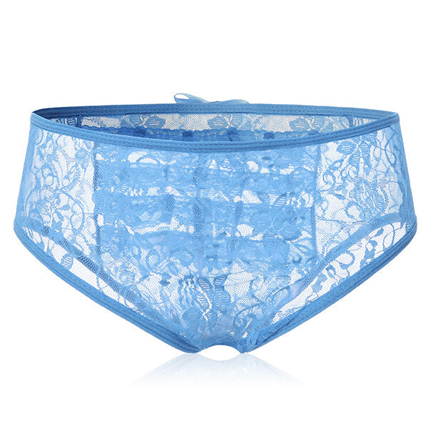 Plus Size Sexy Crotchless Lace Ruffle Back Low Waist Panties for Women