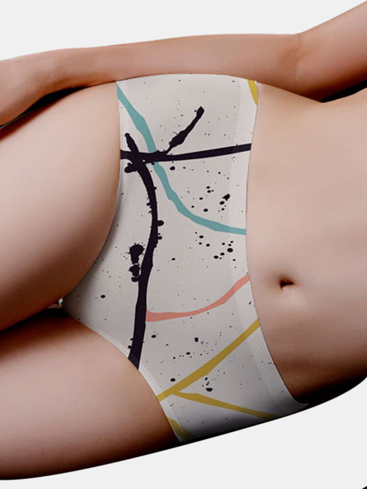 Women's Seamless Mid Waist Breathable Print Panty