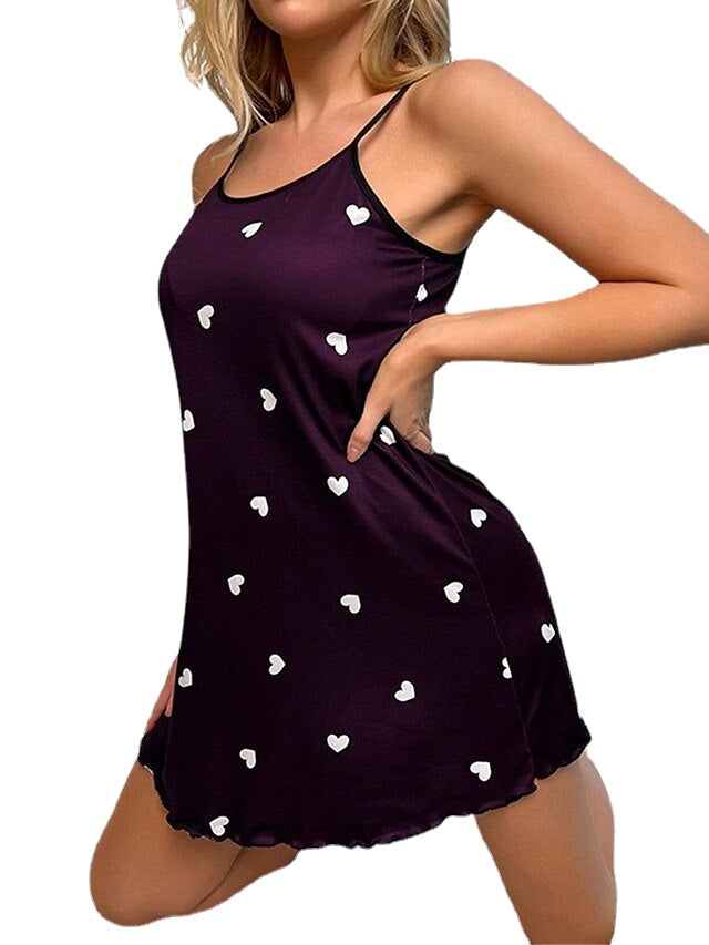 Women's Sheath Dress Slip Dress Mini Dress Sexy Dressy Print Heart Strap Party Home