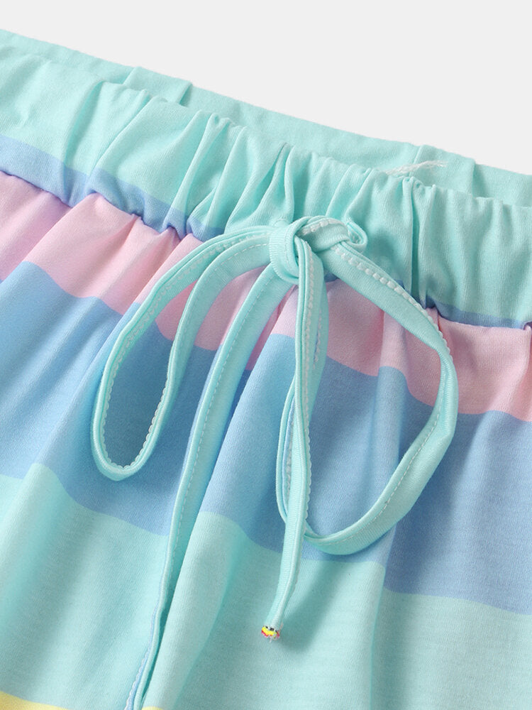 Plus Size Women's Striped Sleeveless Pajama Set - Soft Sleepwear Tank Top
