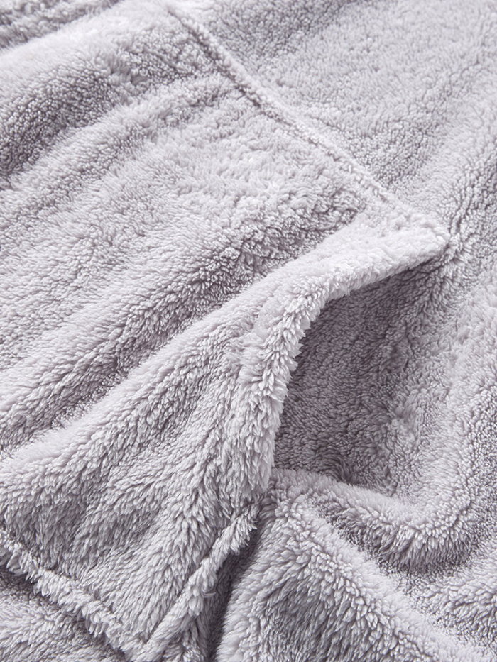Women Solid Color Fleece Lined Thick Loose Warm Home Blanket Hoodie Secondary image