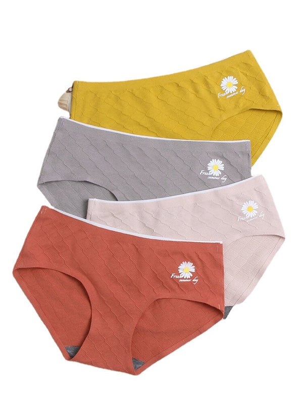 Women's Daisy Print Mid-Waist Comfy Breathable Panty