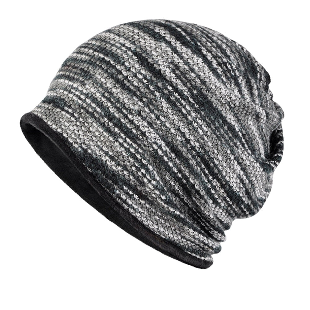 Unisex Velvet Warm Thick Outdoor Mixed Color Brimless Beanie