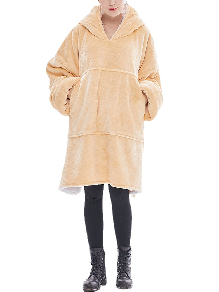 Women's Fleece Lined Blanket Hoodie - Winter Pullover Homewear