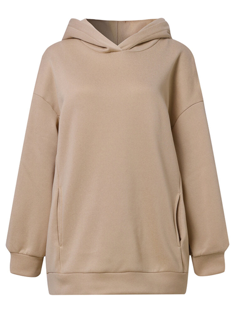 Women Elegant Solid Suits Warm Hooded Sweatshirt with Long Pant Casual Two Piece Sets