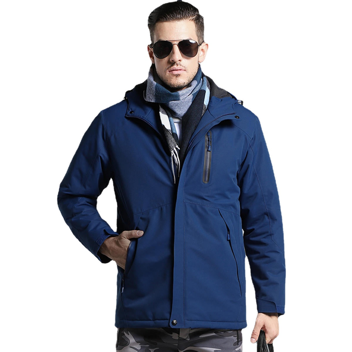 Man Electronic USB Heated Jacket Intelligent Heating Hooded Work Motorcycle Skiing Riding Coat Secondary image