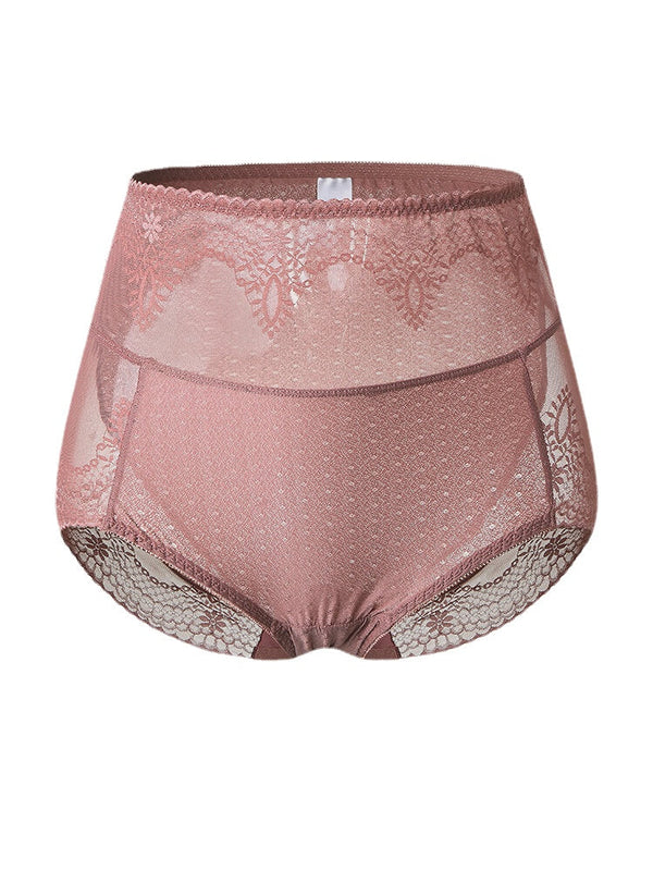 Women's High Waist Lace Sheer Breathable Stretch Lingerie Panties