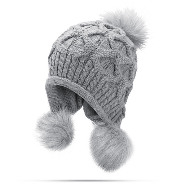 Womens Winter Warm Crochet Knitted Wool Beanie Hat Pompom Ball Ski Cap