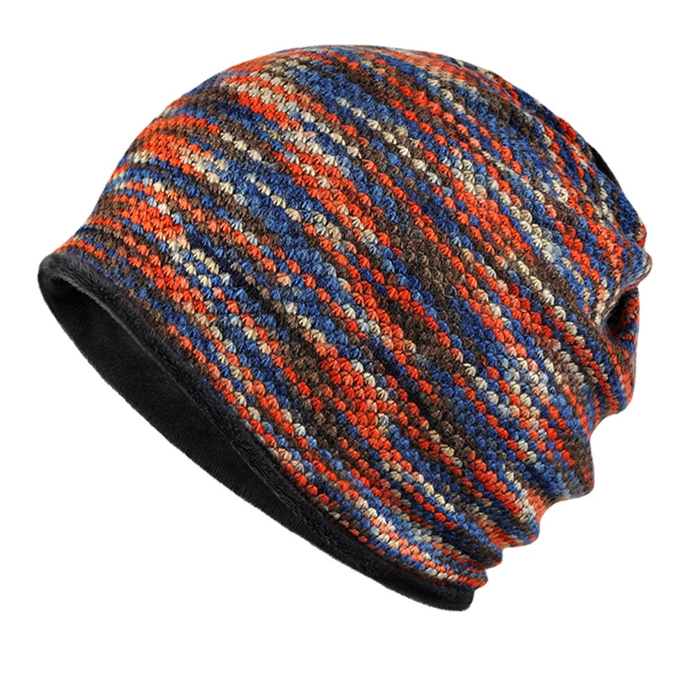 Unisex Velvet Warm Thick Outdoor Mixed Color Brimless Beanie