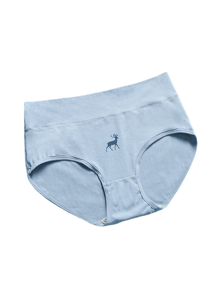 Women's Deer Print Cotton High Waist Stretch Panties