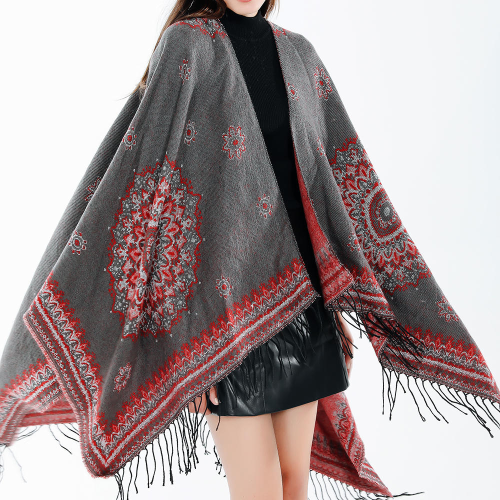 Vintage Ethnic Style Women's Winter Scarf Shawl with Tassels - Artificial Cashmere Secondary image