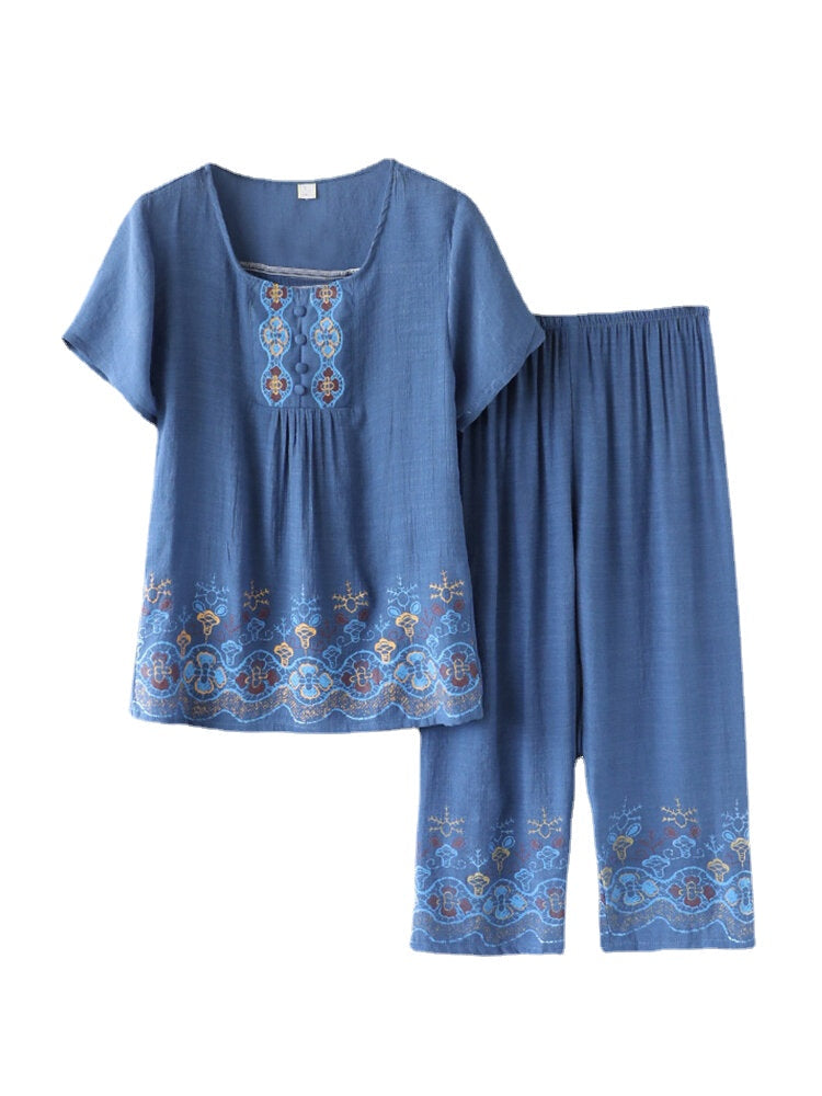 Plus Size Vintage Print Women's Cozy Loose Pajamas