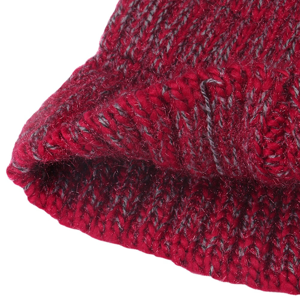 Women's Knitted Beanie Hat with Fluffy Ball, Plus Velvet, Warm Ear Protection, Mixed Colors