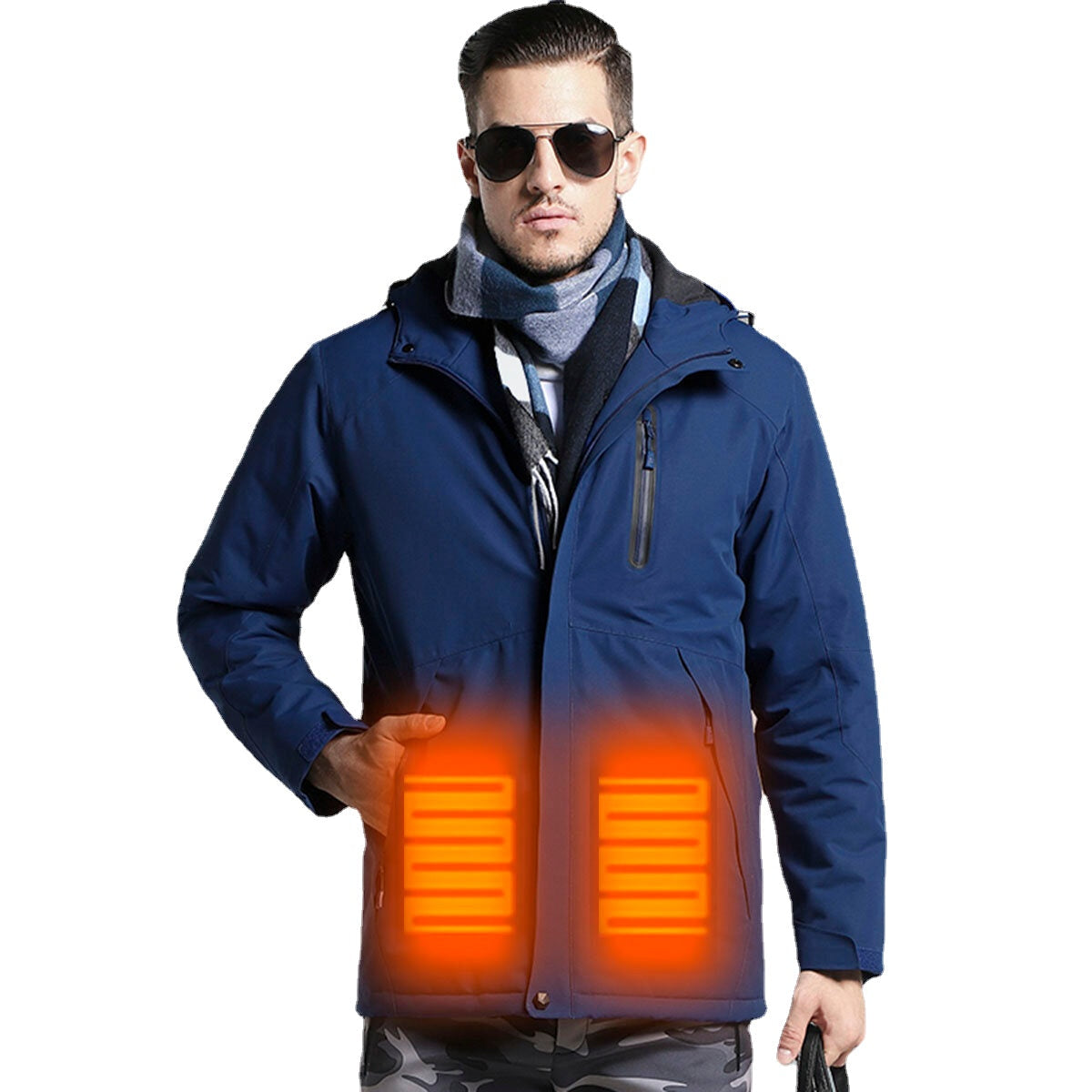 Men Electronic USB Heated Jacket Intelligent Heating Hooded Work Motorcycle Skiing Riding Coat Main image