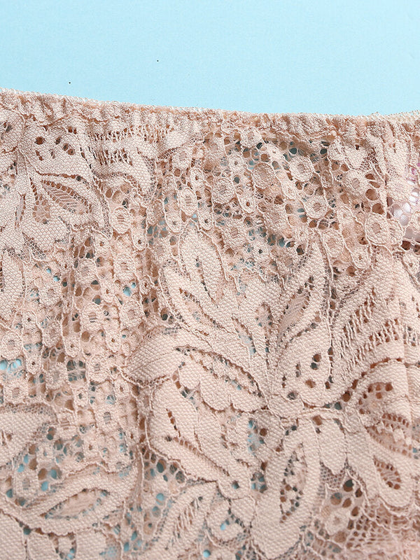 Women's Floral Lace Mid Waist Breathable Panties