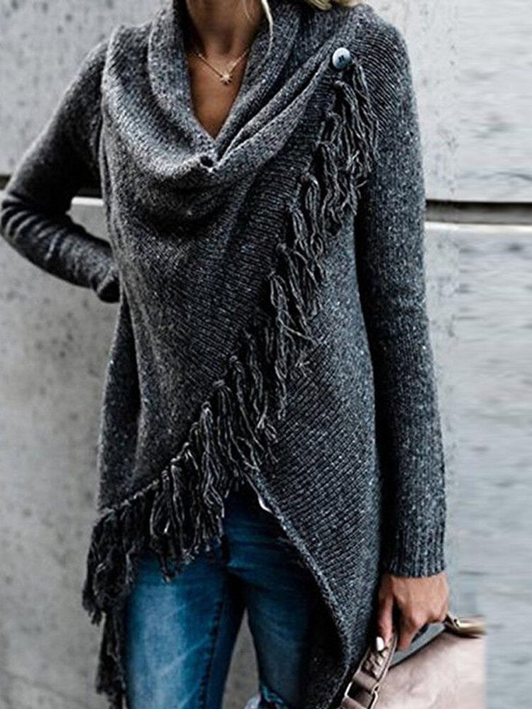 Women Winter Warm Long Sleeve Tassel Sweater Coats Outwears