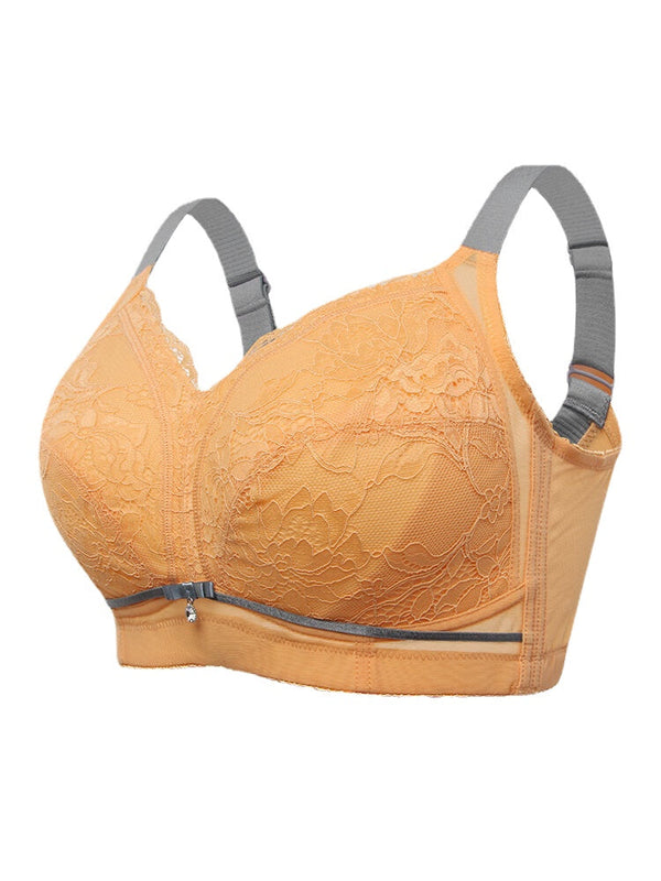 Plus Size Wireless Lightly Lined Full Cup Gather Lace J Cup Yellow Bras