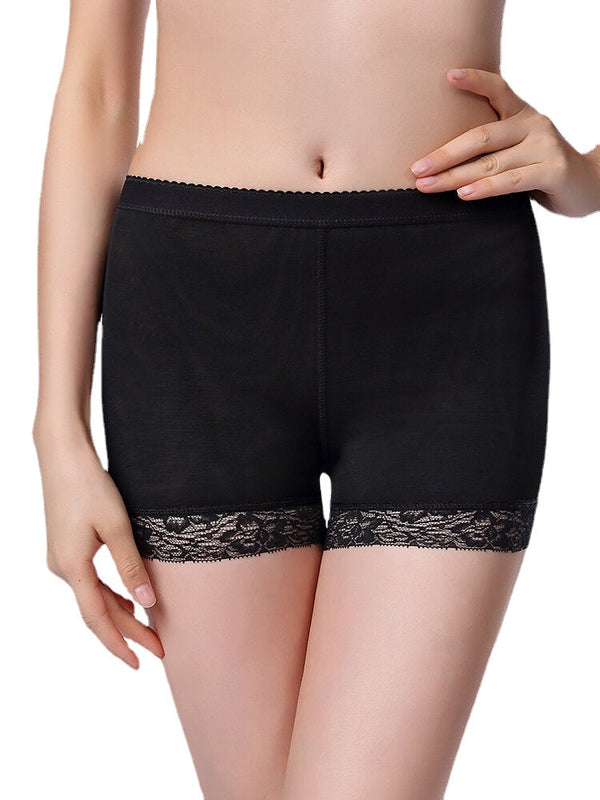 Plus Size Lace Trim Lift Hips Panties with Removable Pads