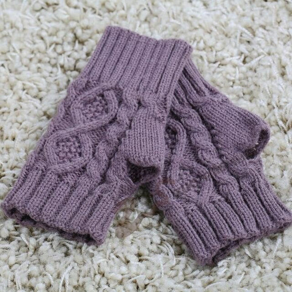 Wool Knit Half Finger Typing Female Diamond Finger Glove