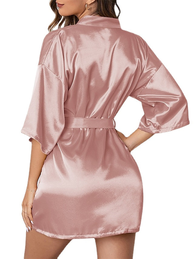 Women's Satin V-Neck Sheath Sweater Dress - Elegant Tassel Mini for Formal or Lounge Wear Secondary image
