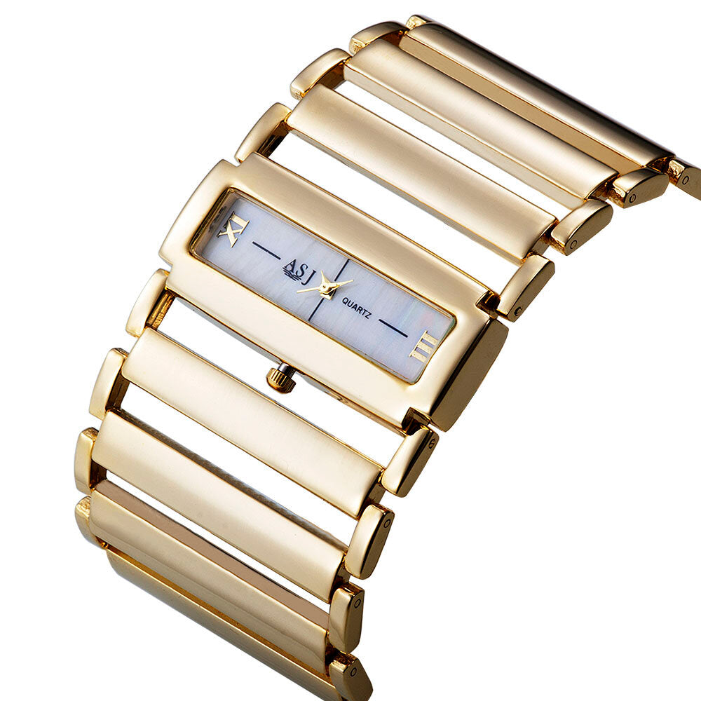 Women Luxury Stainless Steel Watch Ladies Wide Steel Band Bracelet Watch Quartz Watches Secondary image