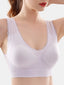 Women Solid Color Lace Trim High Elasticity Full Cup Sport Bra
