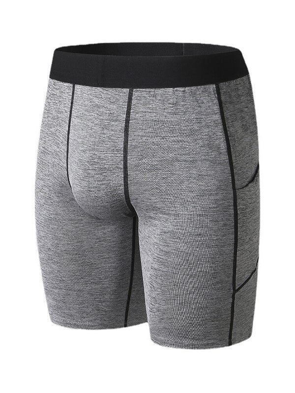 Men Stretch Slim Sport Quick Dry Pocket Mid Waist Breathable Thin Fitness Shorts