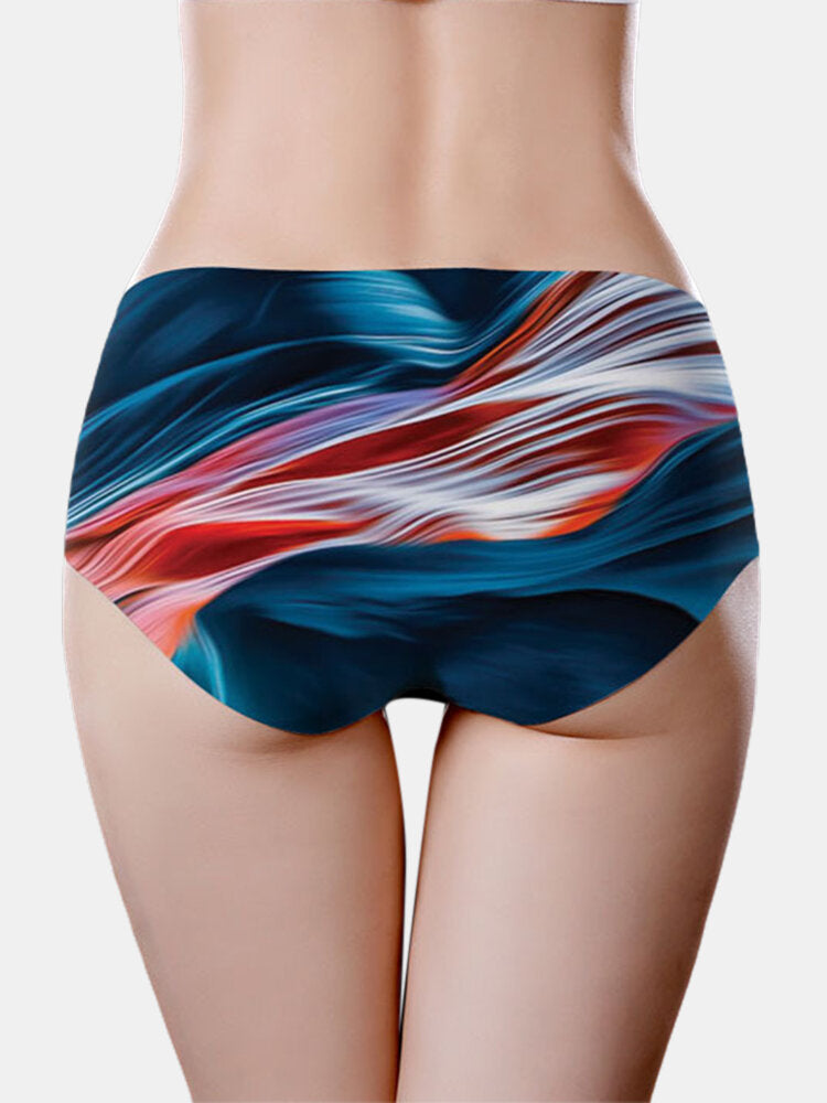 Women's Seamless Ice Silk Print Panties - Full Coverage