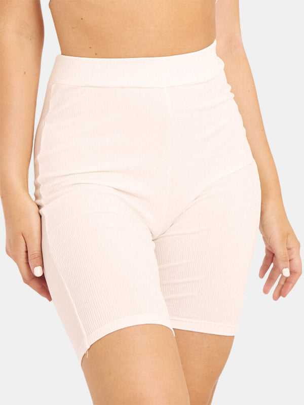 Women Solid Color High Waist Elastic Sport Fitness Shorts