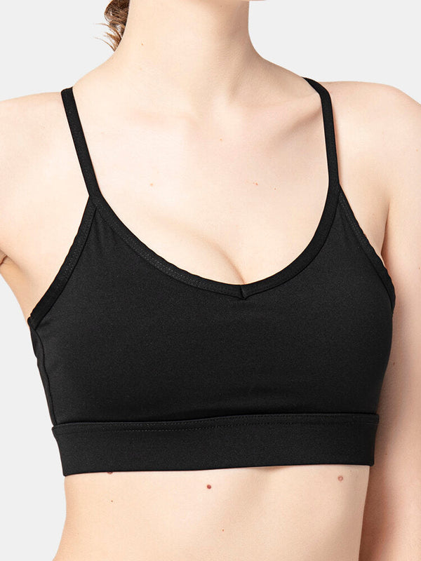 Women Wireless Solid Color Quick Dry Beauty Back Criss-Cross Sport Yoga Bra