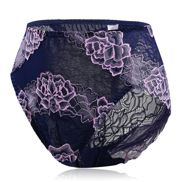 Plus Size Luxury Lace Floral Breathable Briefs