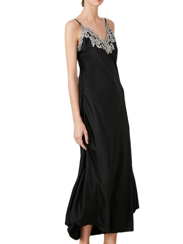 Women's Lace Patchwork ColorBlock Maxi Sheath Dress - Sexy Party Slip Dress