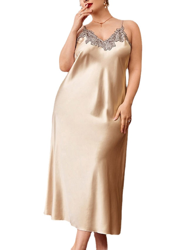 Women's Satin Maxi Dress: Casual Lace Backless Solid Color with Straps Secondary image