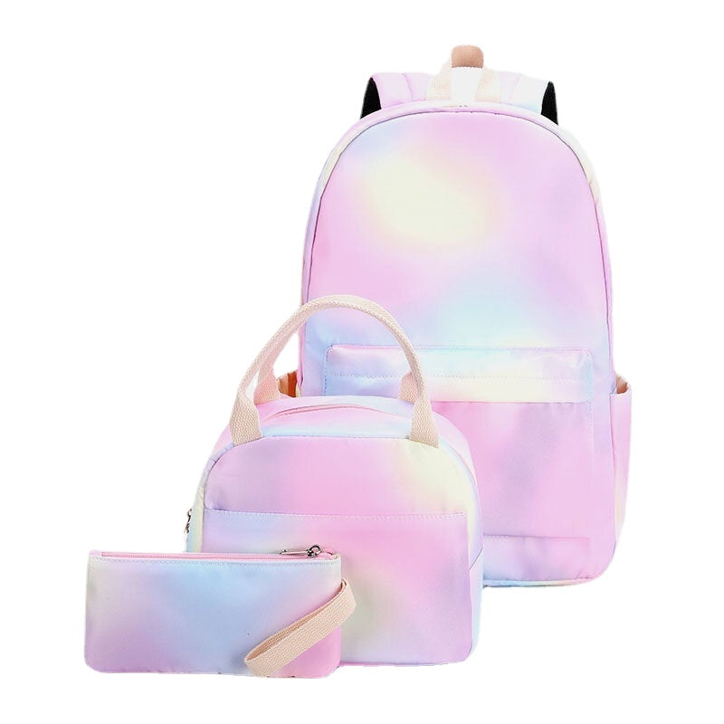 women 3pcssuits large capacity waterproof color gradients backpack schoolbag Main image
