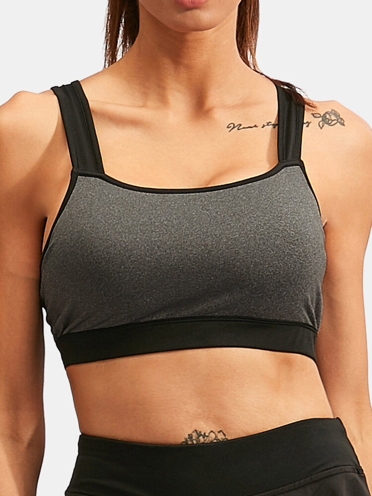 Plus Size Women Sport Contrast Color Quick Dry Workout Fitness Bra Main image