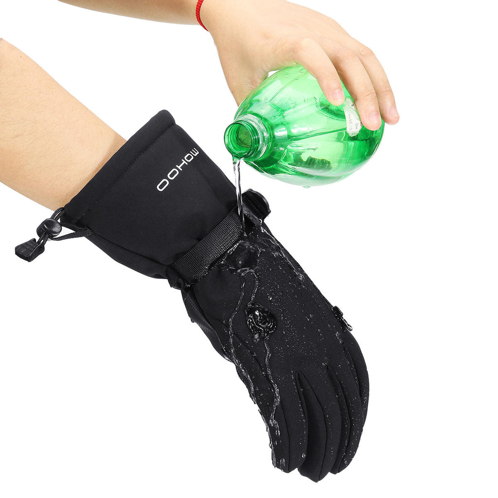 Black Waterproof Windproof Touchscreen Winter Sports Gloves for Skiing, Motorcycle, Bicycle, Running