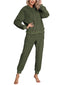 Women's Fleece Hoodie & Jogger Pajama Set - Cozy Solid Color Loungewear