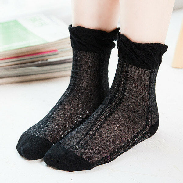 Women Cotton Ultra Thin Silk Elastic Mesh Socks Summer Solid Color Breathable Ankle Socks Main image