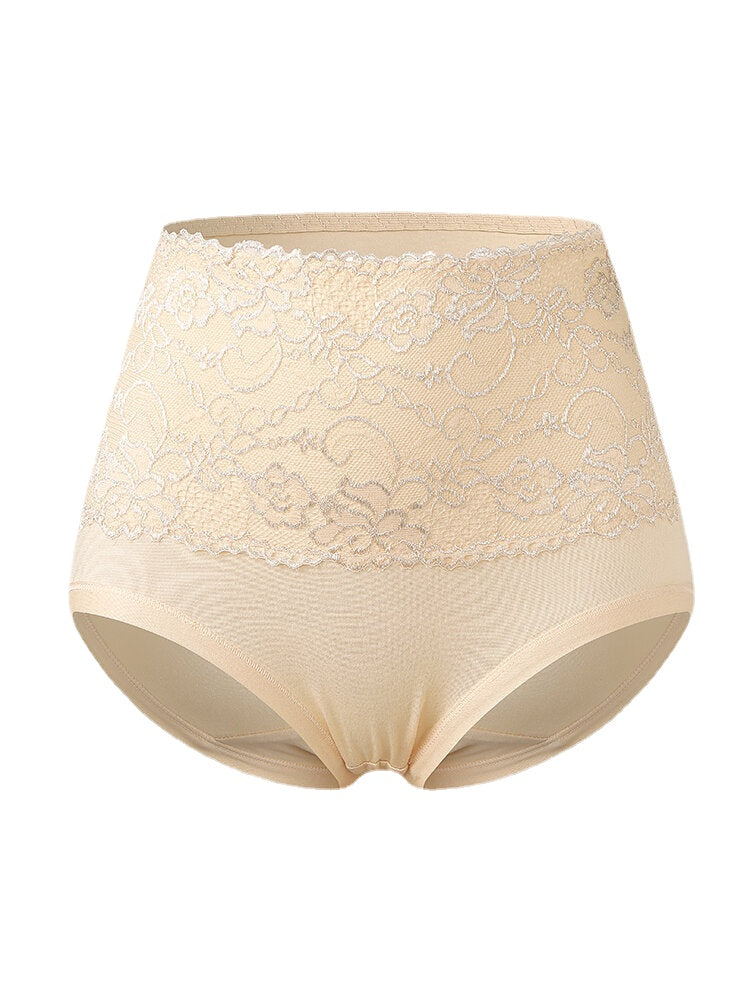 Plus Size Women's Floral Lace High Waist Cozy Panties