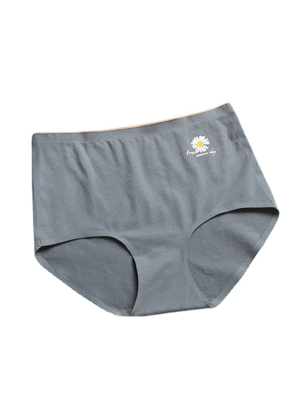 Women's Daisy Print High Waist Seamless Cotton Panties - Breathable & Antibacterial