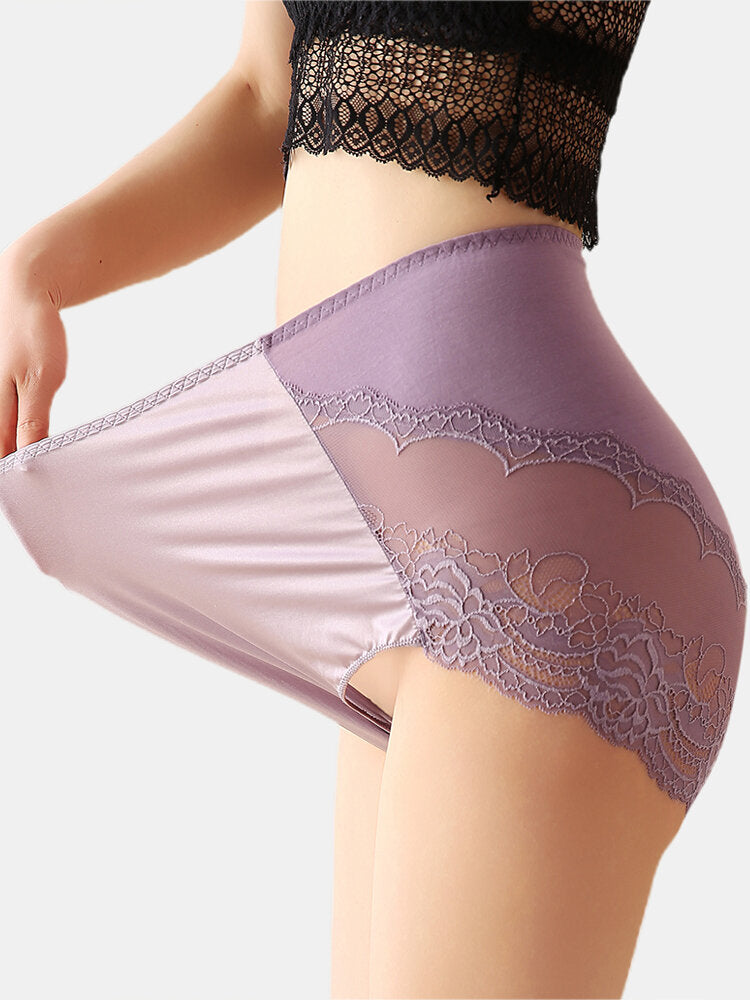 Plus Size High Waist Cotton Lace Panty - Smooth, Comfy, Breathable Secondary image