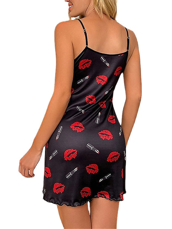 Women's Sheath Dress Slip Dress Mini Dress Sexy Dressy Print Heart Strap Party Home