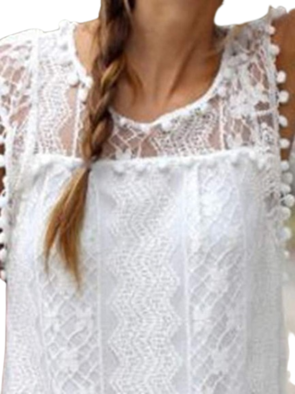 Women's Sleeveless Pure Color Crew Neck Daily Vacation Lace Dress Secondary image