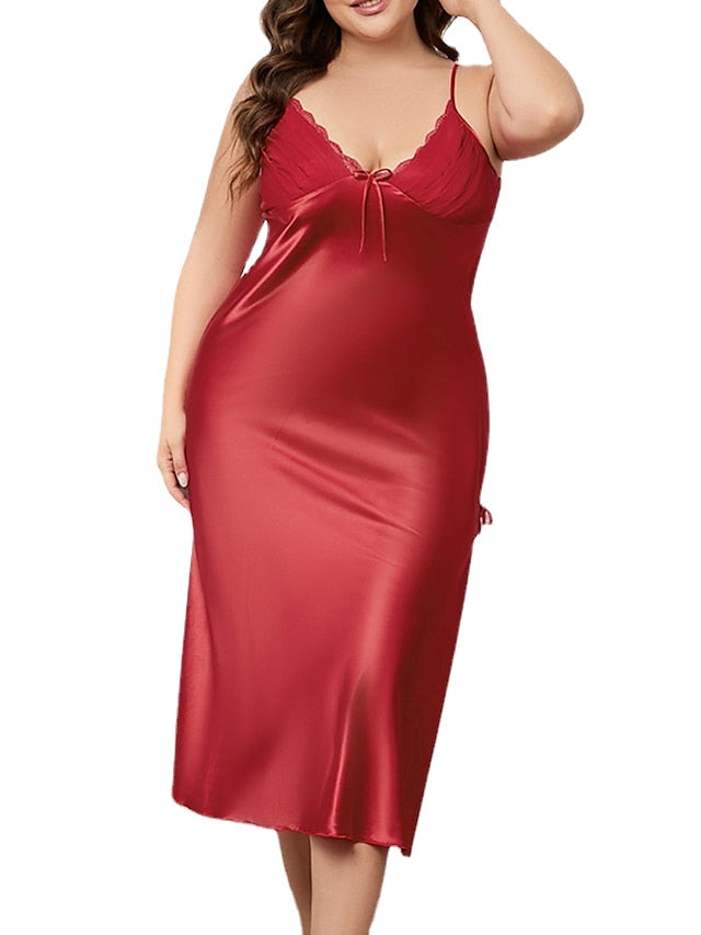 Women's Sexy Maxi Sheath Dress with Split Bow - Solid Color Party Slip Dress